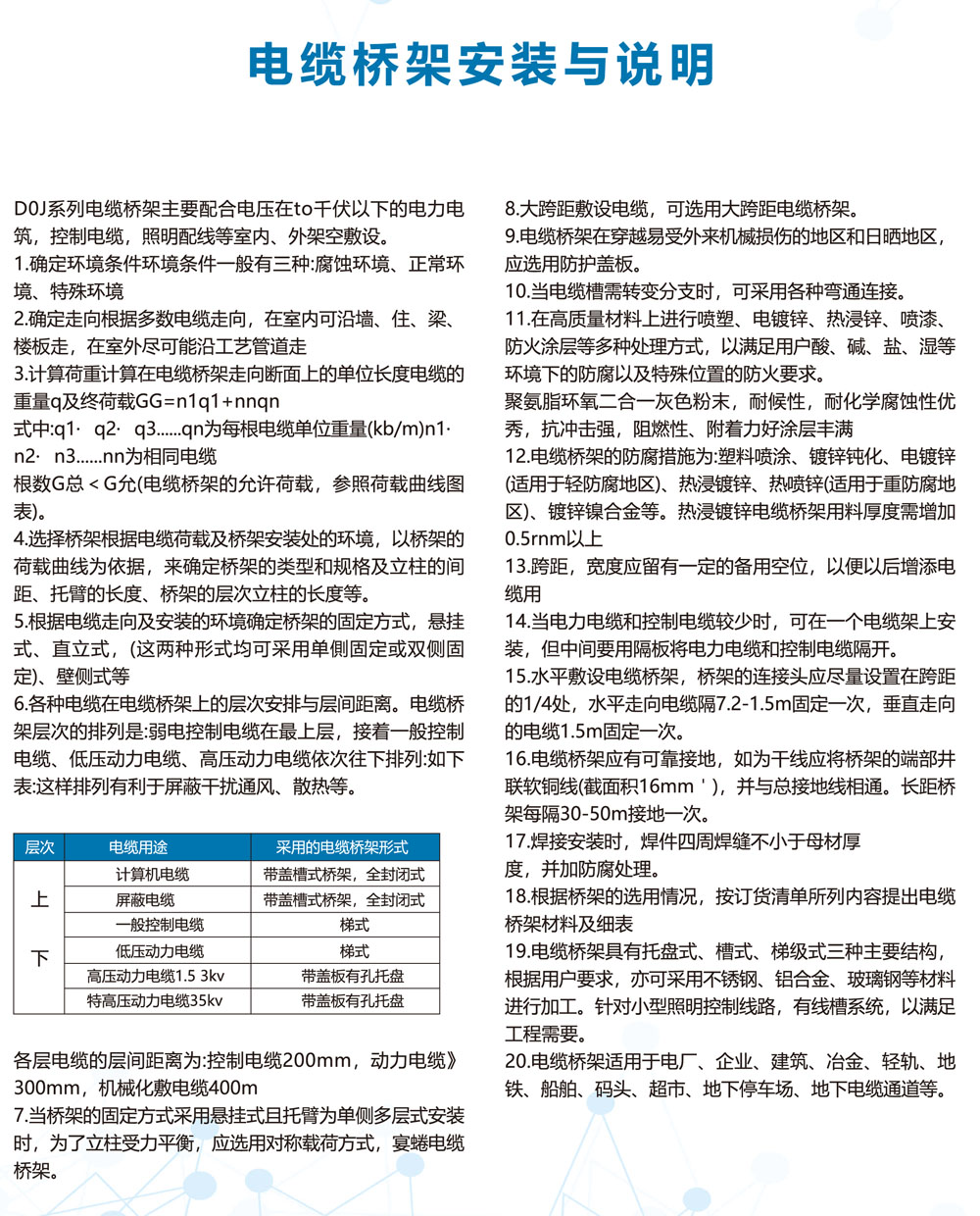 电缆桥架安装与说明